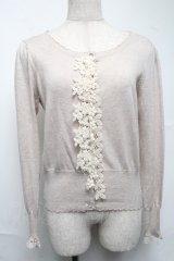 Emily Temple cute / レース付きカーディガン  ベージュ S-25-06-25-035-ET-TO-HR-ZS