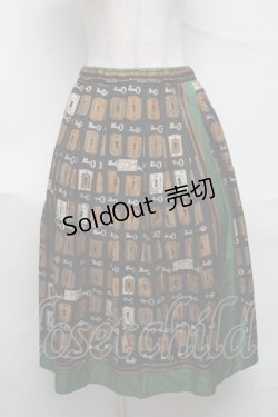 画像1: Jane Marple / Bespoke key plates タックスカート  黒ｘグリーン S-25-06-26-063-JM-SK-HR-ZS