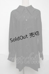 Moi-meme-Moitie / ペイズリー蝙蝠カラーブラウス  黒 S-25-06-26-037-MO-BL-AS-ZS