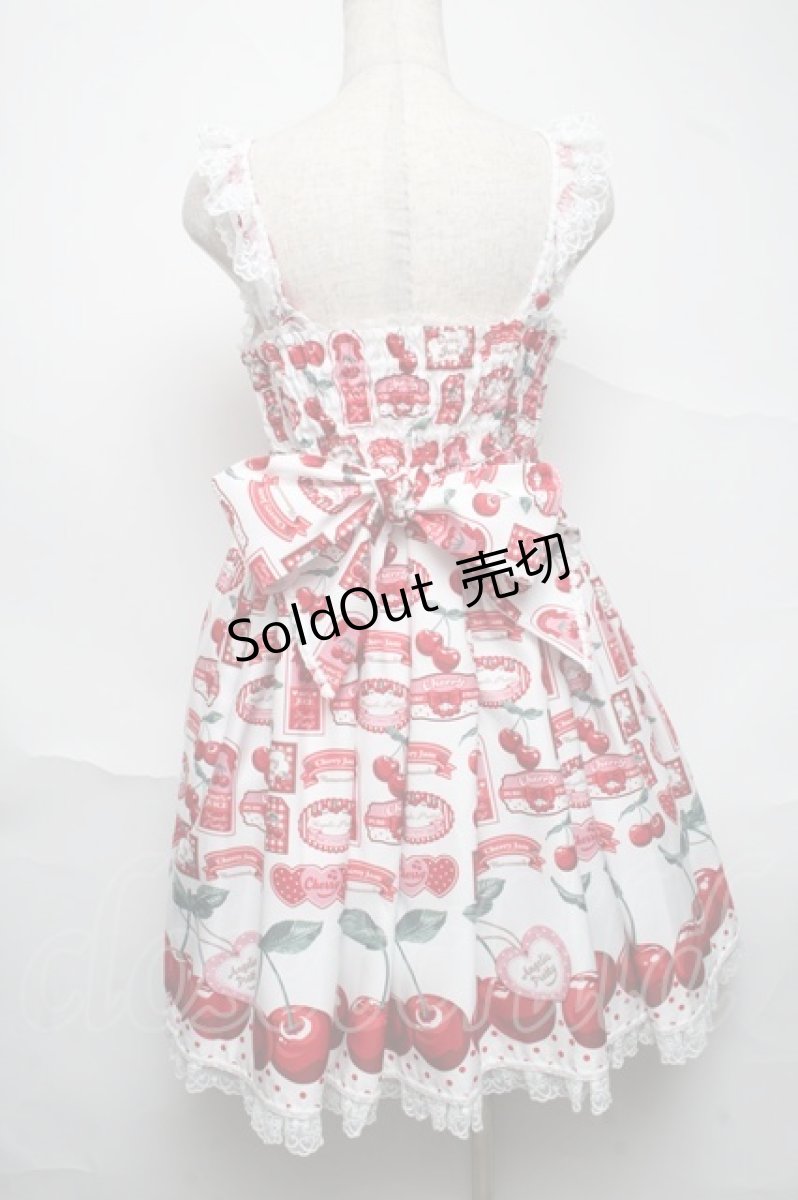 画像2: Angelic Pretty / Cherry Jam Labelジャンパースカート  白 S-25-06-26-041-AP-OP-HR-ZS (2)