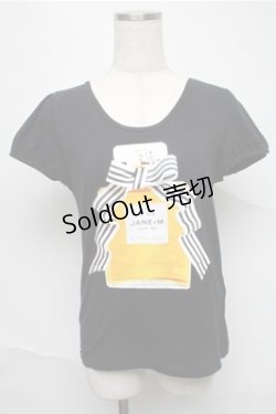 画像1: Jane Marple / プリントカットソー  黒 S-25-06-27-040-JM-TO-AS-ZS
