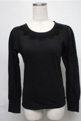 Emily Temple cute / レースカットソー  黒 S-25-06-27-041-ET-TO-AS-ZS