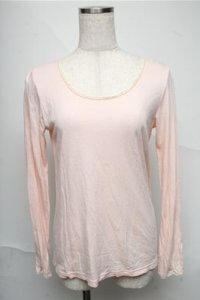 Cherir la femme / パールデザインカットソー  ピンク S-25-06-27-024-LO-TO-HR-ZS