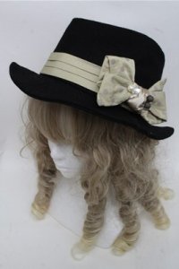 axes femme / 水玉リボンフェルトハット  黒 S-25-06-27-003-AX-AC-HR-ZS