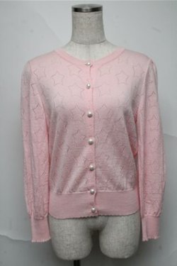 画像1: Nile Perch / 星透かしカーディガン  ピンク S-25-06-27-025-LO-TO-AS-ZS
