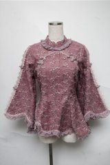 Hinana Queena / 菫の秘め事 チャイナ風姫袖トップス S パープル S-25-06-27-035-LO-TO-SZ-ZT040
