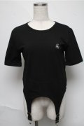 PUNK / デザイン半袖カットソー  黒 S-25-06-27-038-PU-TO-AS-ZS