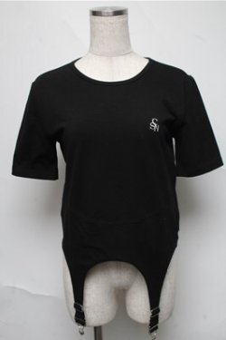 画像1: PUNK / デザイン半袖カットソー  黒 S-25-06-27-038-PU-TO-AS-ZS