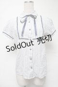 Blue rouge / 半袖ブラウス  白ｘ青 S-25-07-01-006-CA-TO-AS-ZS