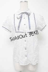 Blue rouge / 半袖ブラウス  白ｘ青 S-25-07-01-006-CA-TO-AS-ZS