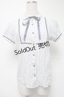 画像1: Blue rouge / 半袖ブラウス  白ｘ青 S-25-07-01-006-CA-TO-AS-ZS