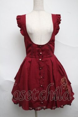 画像1: LIZ LISA / 後ろリボン刺繍ジャンスカ  ワイン S-25-07-01-046-LO-OP-AS-ZS