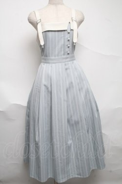 画像1: axes femme / 蝶刺繍リボンストライプジャンスカ  サックス S-25-07-01-048-AX-SK-AS-ZS