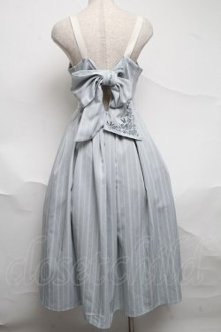 画像2: axes femme / 蝶刺繍リボンストライプジャンスカ  サックス S-25-07-01-048-AX-SK-AS-ZS