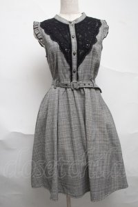 axes femme / ベルト付チェック柄ワンピース  グレー S-25-07-01-052-AX-OP-HR-ZS