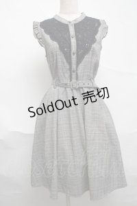 axes femme / ベルト付チェック柄ワンピース  グレー S-25-07-01-052-AX-OP-HR-ZS