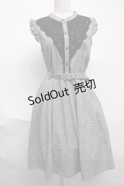 画像1: axes femme / ベルト付チェック柄ワンピース  グレー S-25-07-01-052-AX-OP-HR-ZS