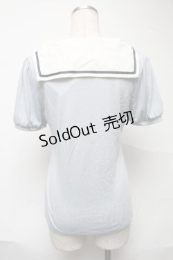 画像2: axes femme POETIQUE / 襟デザイン半袖カットソー  サックス S-25-07-01-007-AX-TO-HR-ZI
