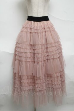 画像1: axes femme POETIQUE / ティアードフリルロングスカート  ピンク S-25-07-01-060-AX-SK-AS-ZS