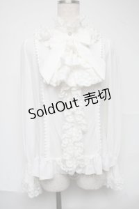 AND ROMEO / スタンド襟フリルブラウス  白 S-25-07-01-012-LO-BL-HR-ZS