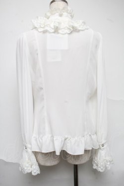 画像2: AND ROMEO / スタンド襟フリルブラウス  白 S-25-07-01-012-LO-BL-HR-ZS