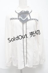 axes femme POETIQUE / フラワーモチーフ襟半袖ブラウス  キナリ S-25-07-01-017-AX-BL-HR-ZS