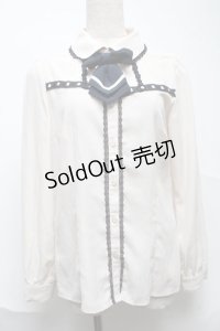 axes femme POETIQUE / フラワーモチーフ襟半袖ブラウス  キナリ S-25-07-01-017-AX-BL-HR-ZS