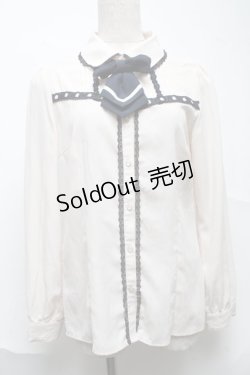 画像1: axes femme POETIQUE / フラワーモチーフ襟半袖ブラウス  キナリ S-25-07-01-017-AX-BL-HR-ZS