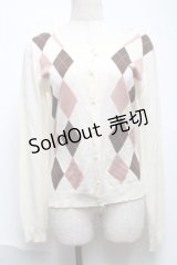 Ank Rouge / アーガイルカーディガン  オフ S-25-07-01-018-CA-TO-AS-ZS