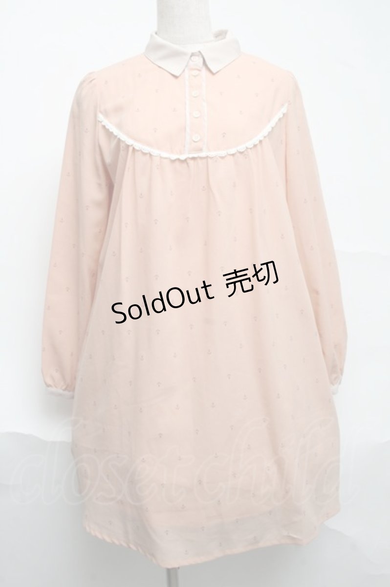 画像1: Blue rouge / 錨シフォンワンピース  ベージュ S-25-07-01-022-CA-OP-AS-ZT265 (1)