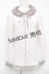 Secret Honey / 刺繍襟ブラウス  ピンクｘワイン S-25-07-01-023-CA-TO-AS-ZS