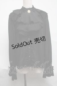 axes femme kawaii / ジャボ付きブラウス  黒 S-25-07-01-026-AX-BL-AS-ZS