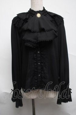 画像1: axes femme kawaii / ジャボ付きブラウス  黒 S-25-07-01-026-AX-BL-AS-ZS