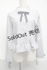axes femme POETIQUE / レースアップデザインブラウス  グレー S-25-07-01-027-AX-BL-AS-ZS