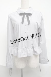 axes femme POETIQUE / レースアップデザインブラウス  グレー S-25-07-01-027-AX-BL-AS-ZS