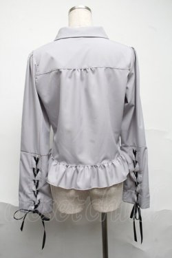 画像2: axes femme POETIQUE / レースアップデザインブラウス  グレー S-25-07-01-027-AX-BL-AS-ZS