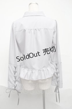 画像2: axes femme POETIQUE / レースアップデザインブラウス  グレー S-25-07-01-027-AX-BL-AS-ZS