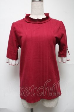 画像1: axes femme / 楊柳シフォン袖メロープルオーバー  ワイン S-25-07-01-004-AX-TO-AS-ZS