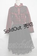 axes femme / チェック柄ドッキングワンピース  赤ｘ黒 S-25-07-01-039-AX-OP-HR-ZS