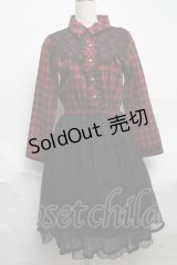 axes femme / チェック柄ドッキングワンピース  赤ｘ黒 S-25-07-01-039-AX-OP-HR-ZS