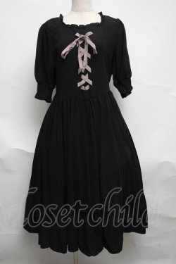 画像1: m petit by misako / AMレースアップワンピース  黒 S-25-07-01-040-LO-OP-HR-ZS