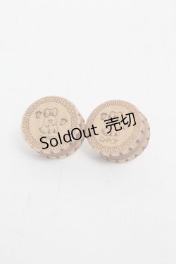 画像1: Q-pot. / Ribbon Ghost Biscuit ピアス  ベージュ S-25-07-03-001-QP-AC-AS-ZS