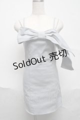 EATME / ストーンストラップリボンワンピース  サックス S-25-07-03-047-LO-OP-HR-ZS