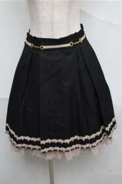 画像1: axes femme / レース付きタックスカート  黒 S-25-07-03-1055-AX-SK-HR-ZS