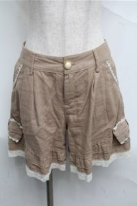 axes femme / 裾リボンショートパンツ  ベージュ S-25-07-03-1059-AX-PA-AS-ZS