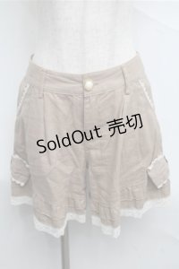 axes femme / 裾リボンショートパンツ  ベージュ S-25-07-03-1059-AX-PA-AS-ZI