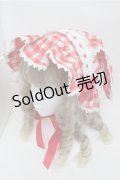 LOLITA / ギンガムチェックうさみみボンネット  赤ｘ白 S-25-07-03-1009-LO-AC-HR-ZS