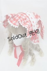 LOLITA / ギンガムチェックうさみみボンネット  赤ｘ白 S-25-07-03-1009-LO-AC-HR-ZS