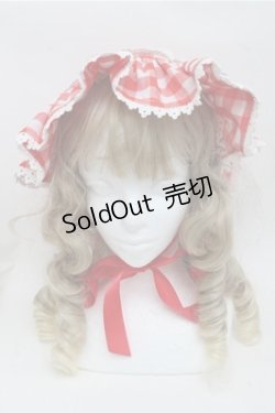 画像2: LOLITA / ギンガムチェックうさみみボンネット  赤ｘ白 S-25-07-03-1009-LO-AC-HR-ZS