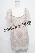 axes femme / 総レースフロッキーチュニック  ピンクベージュ S-25-07-03-1021-AX-TO-HR-ZI
